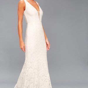 Lulu's "Everly" white lace simple wedding dress